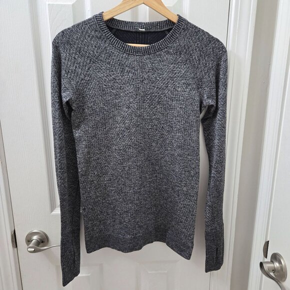 Lululemon Rest‎ Less Sweater Womens 4 Heathered black Thumb holes Running - Picture 1 of 9
